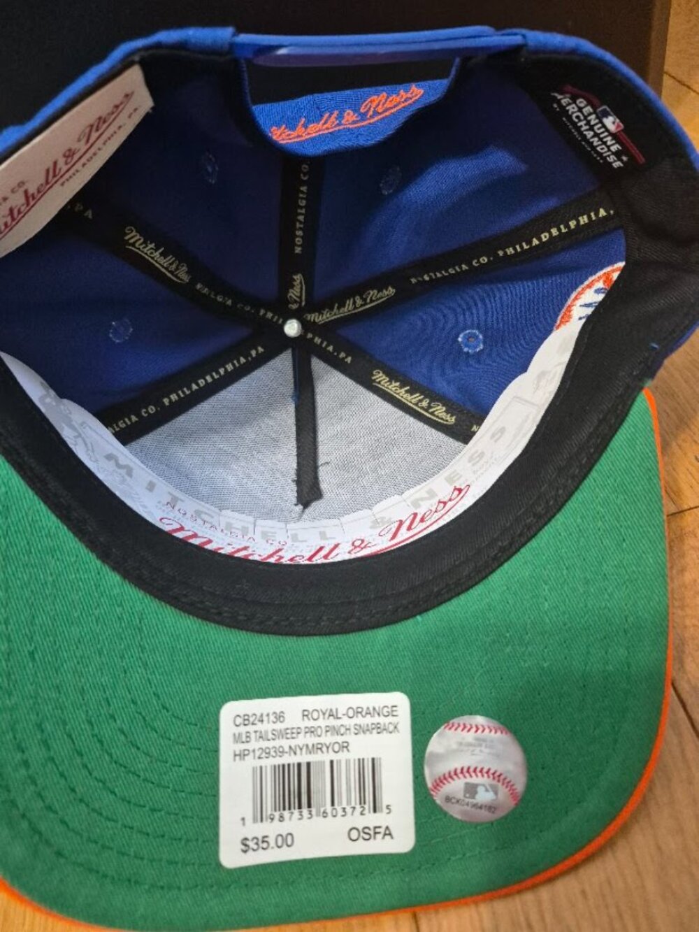 Mitchell & Ness New‎ York Mets Oversweep Cap Adult Blue/Orange One Size NEW - Picture 4 of 9